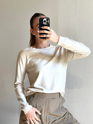 Maglia texture paillettes - PANNA