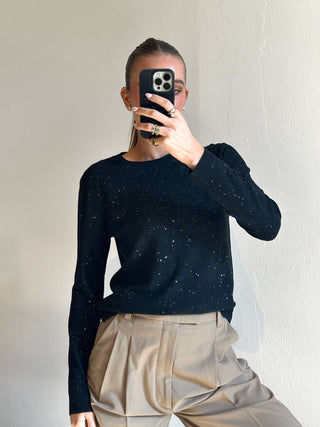 Maglia texture paillettes - NERO