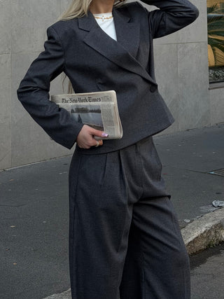 Blazer crop doppiopetto - GRIGIO