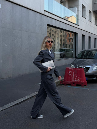 Pantalone wide leg - GRIGIO