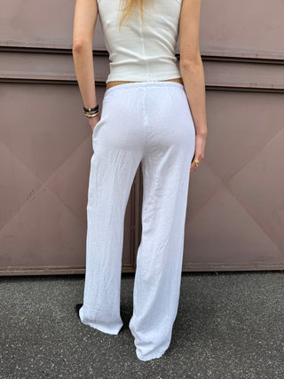 Pantalone wide leg lino - BIANCO