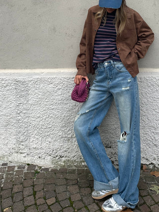 Jeans super ampio vita regolare - DENIM BLU