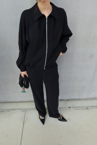 Giacca bomber con collo - NERO