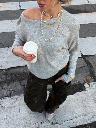 Maglia spalle scoperte - GRIGIO