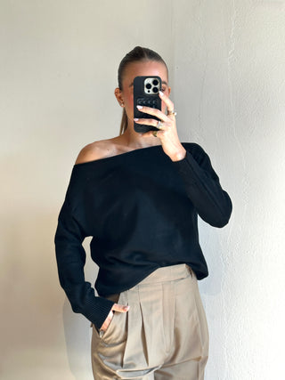 Maglia scollo barca - NERO