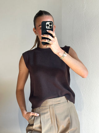 Gilet girocollo - MARRONE