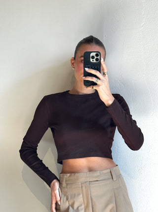 T-shirt crop M/L - MARRONE