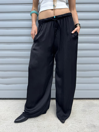 Pantalone raso viscosa - NERO