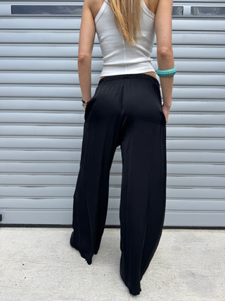 Pantalone raso viscosa - NERO
