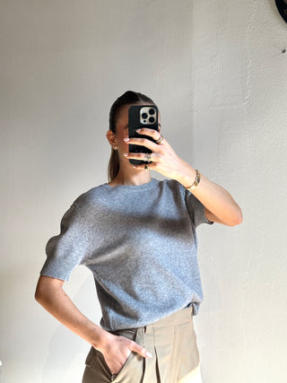 Maglia girocollo mezza manica - GRIGIO